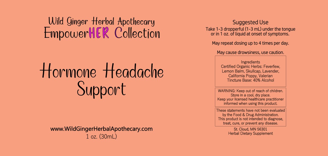 Product Label picture detailing that it is from Wild Ginger Herbal Apothecary, and which collection it belongs to and what the product name and ingredients are.