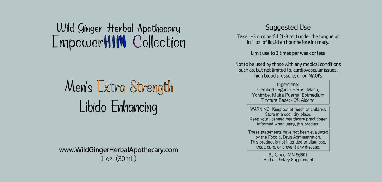 Product Label picture detailing that it is from Wild Ginger Herbal Apothecary, and which collection it belongs to and what the product name and ingredients are.