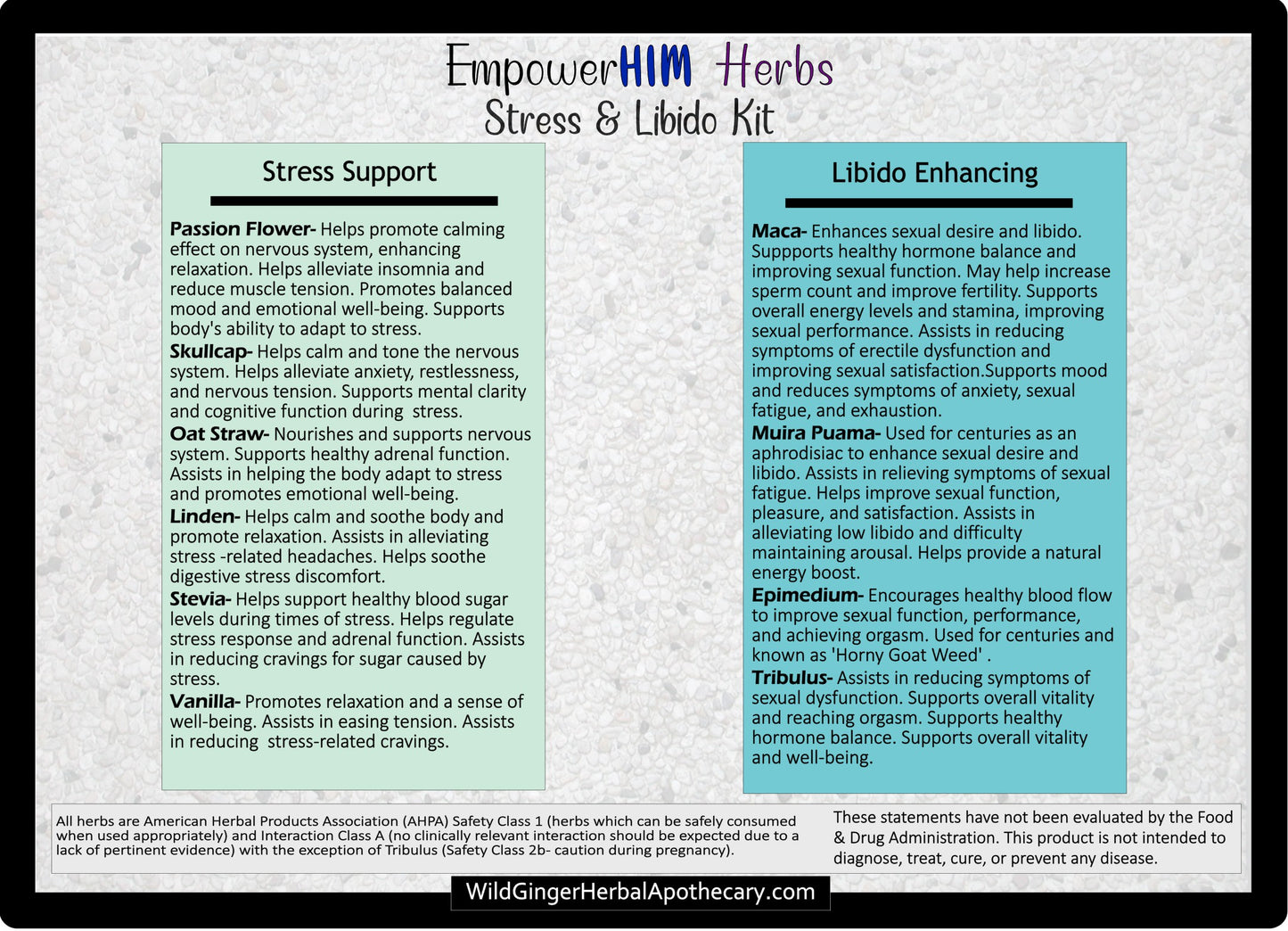 Information for the product herbs and what they do.